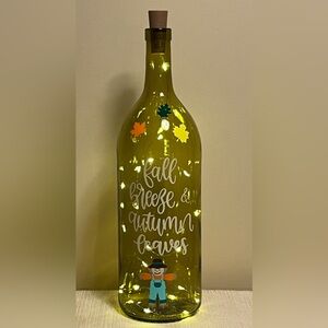 Decorated Wine Bottle, Fall Decor